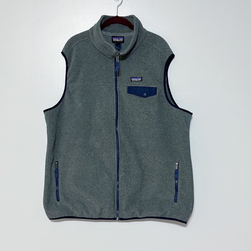 Patagonia Men's Lightweight‎ Synchilla Snap-T Vest Grey/Blue Size XXL